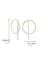 Bling Jewelry Delicate Minimalist Geometric Thin Round Open Circle Modern Hoop Threader Earrings Sterling Silver