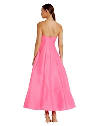 Women's Strapless Bow Tea Length Dress