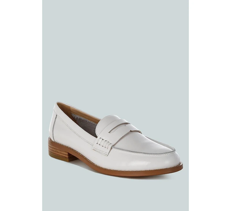 Roxana Real Leather Penny Strap Loafers