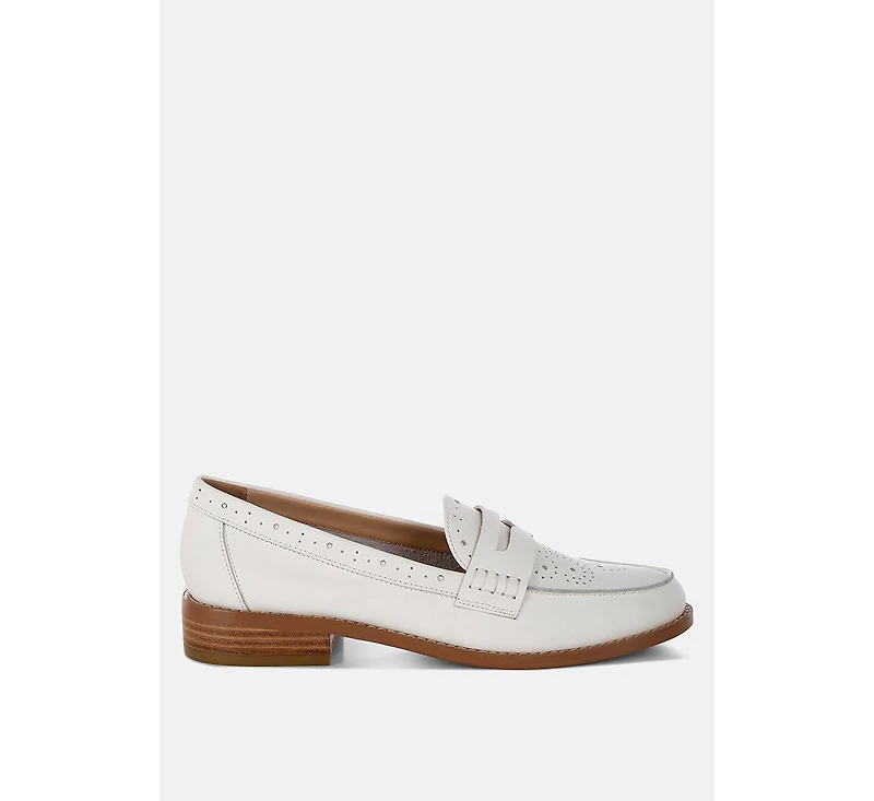 Clotilda Perforated Low Heel Loafers