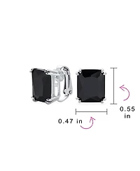 Bling Jewelry Rectangle Shape Statement 7CT Emerald Cut Cz Solitaire Clip On Stud Earrings Rhodium Plated Brass Non Pierced 14MM x 12MM