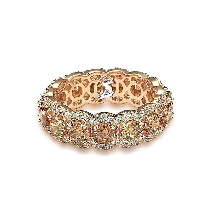 Suzy Levian Sterling Silver Cubic Zirconia French Filigree Eternity Band
