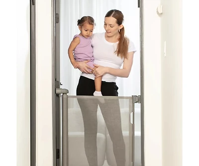 Sperric Retractable Baby Gate Gray for Stair and Doorway, 33" Tall Extends up to 55" Easy-to-Install Gray Retractable Mesh Baby Gate, Hardwa