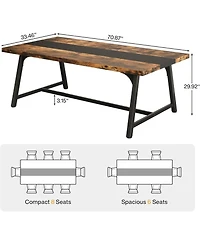 Tribesigns 70.9" Farmhouse Dining Table for 6-8 People, Large Rectangular Wood Kitchen Table with Metal Frame, Dining Room Dinner Table for Family Gat