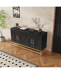 Retro Style Sideboard with Adjustable Shelves, Rectangular Metal Handles and Legs for Kitchen, Living room, Dining Room
