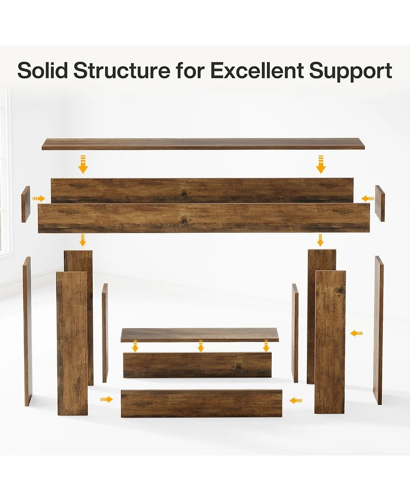 Tribesigns 63" Console Table, Farmhouse 2-Tier Entryway Table with U-Shaped Base, Narrow Long Wood Sofa Table Behind Couch Table for Living Room,