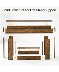 Tribesigns 63" Console Table, Farmhouse 2-Tier Entryway Table with U-Shaped Base, Narrow Long Wood Sofa Table Behind Couch Table for Living Room,