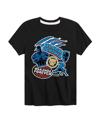 Black Panther Big Boys Stickers Graphic T-Shirt