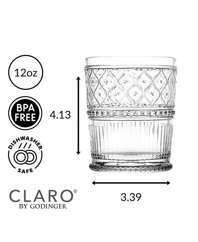 Godinger Claro Double Old-Fashioned Glasses, Set of 4