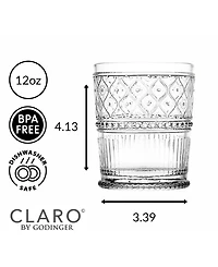 Godinger Claro Double Old-Fashioned Glasses, Set of 4