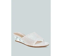 Tempra Mesh Clear Heel Wedge Sandals