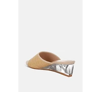 Osminda Raffia Clear Heel Wedge Sandals