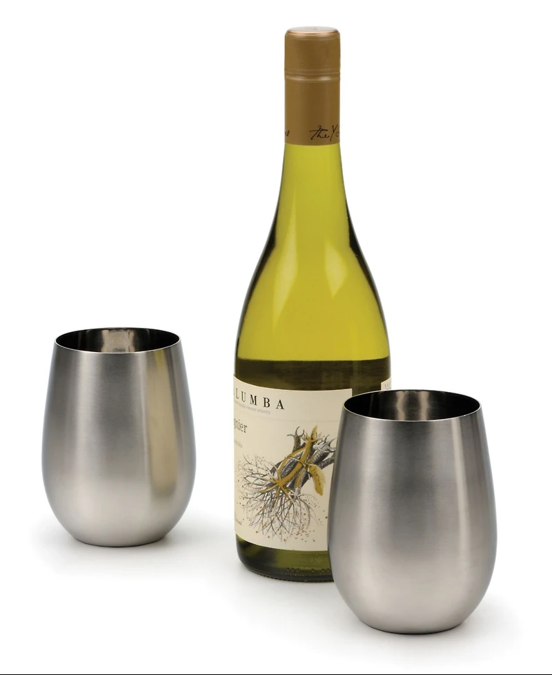 Rsvp International Stemless Stainless Steel Wine Glasses, Set of 2