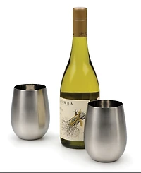 Rsvp International Stemless Stainless Steel Wine Glasses, Set of 2