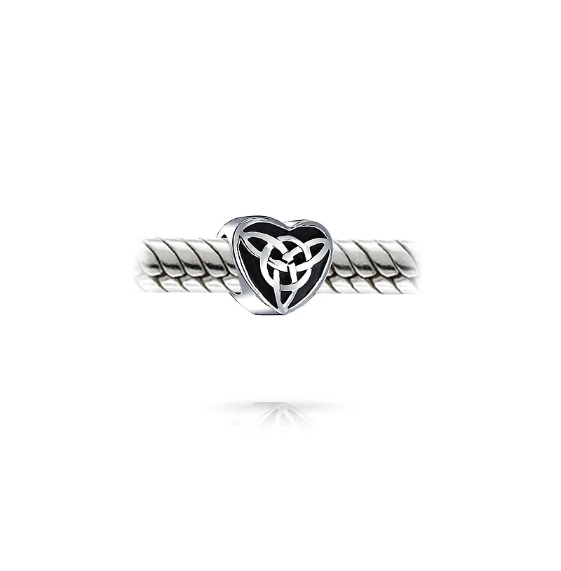Bling Jewelry Irish Celtic Infinity Love Knot Heart Charm Bead Sterling Silver Bracelet