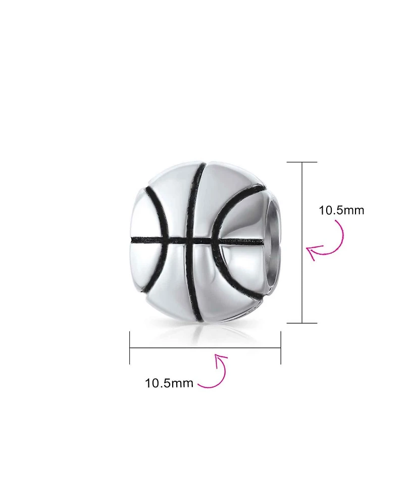 Bling Jewelry All American Sports Basketball Charm Bead Sterling Silver European Bracelet