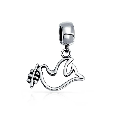Bling Jewelry World Peace Dove Dangle Charm Bead Sterling Silver European Bracelets