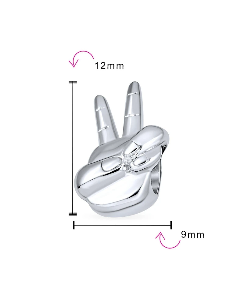Bling Jewelry Retro Hippie Peace Sign Charm Bead in Oxidized Sterling Silver Bracelets