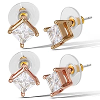 Jessica Simpson Square-Cut Crystal Stud Earrings Set