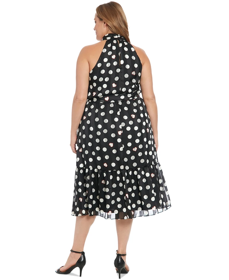 London Times Plus Printed Mock-Neck Sleeveless Dress