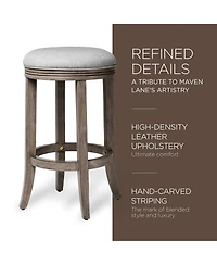 Maven Lane Eva Counter Stool, Reclaimed Oak Finish w/ Ash Grey Fabric, Set of 2