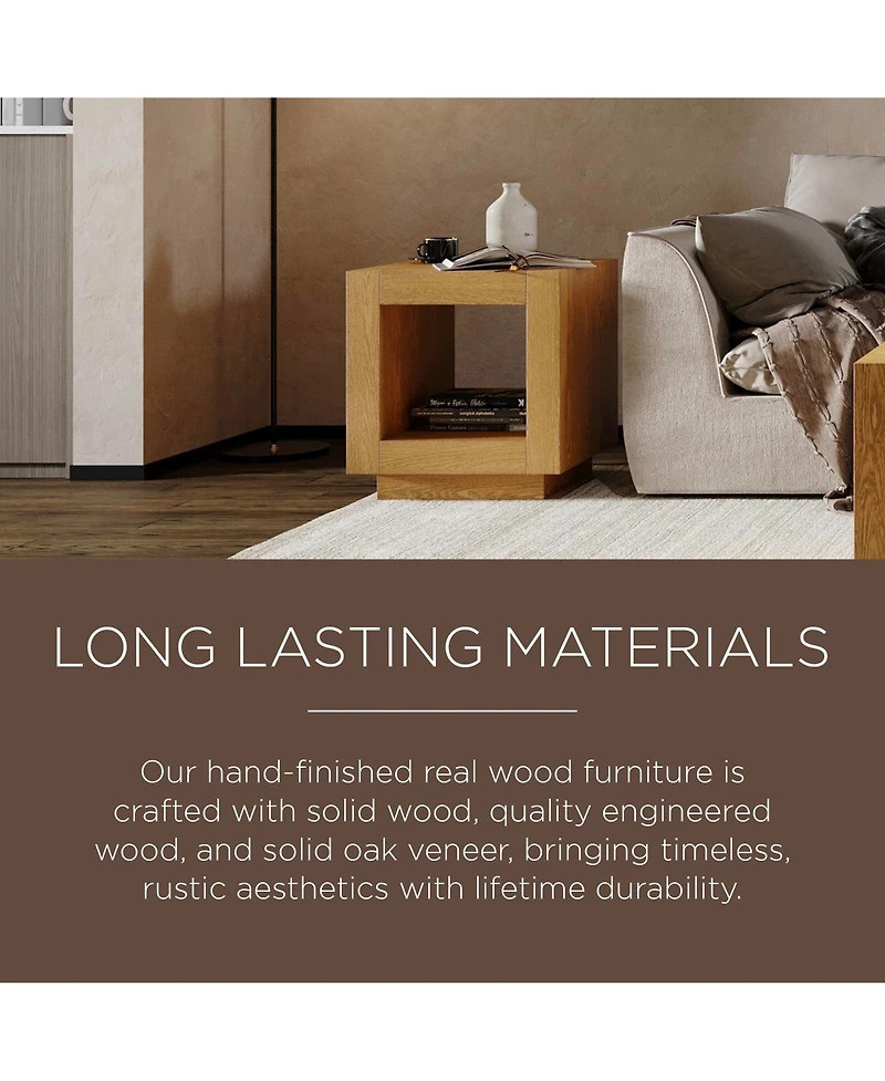 Maven Lane Artemis Contemporary Wooden Side Table in Refined Natural, Set of 2
