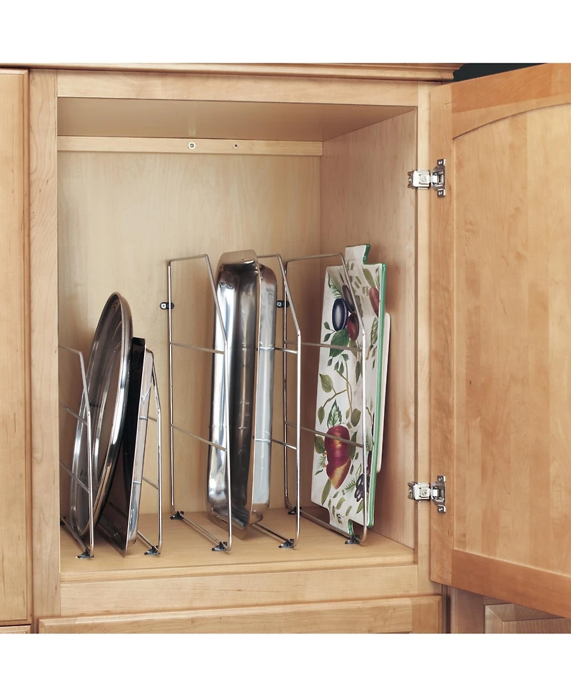 Rev-a-Shelf 18" Kitchen Cabinet Baking Sheet Organizer, Chrome, 597-18CR-2-1