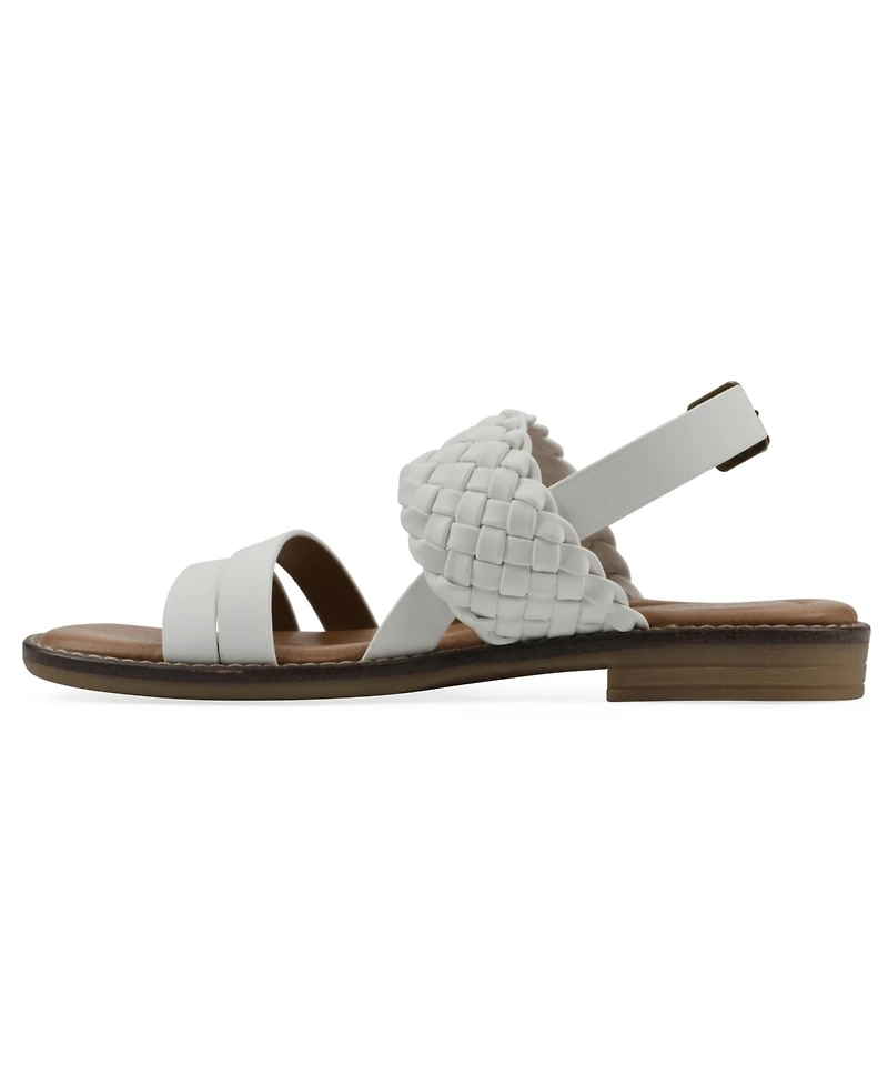 White Mountain Women's Macaroni Round Toe Flat Sandals