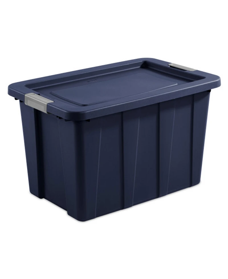 Sterilite Tuff1 30 Gallon Plastic Storage Tote Bin w/Latching Lid, Blue (4 Pack)