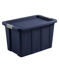 Sterilite Tuff1 30 Gallon Plastic Storage Tote Bin w/Latching Lid, Blue (4 Pack)
