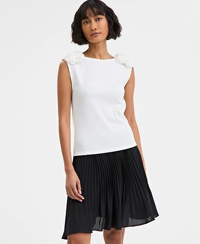 On 34th Women's Ribbed Rosette Shoulder Tank Top, Exclusively at Macy's