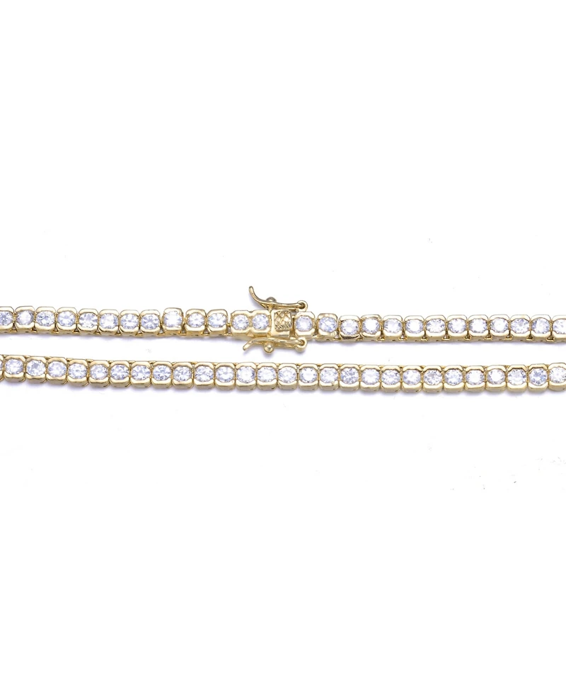 Sterling Silver 14K Gold Plated with Cubic Zirconia Classic Tennis Necklace