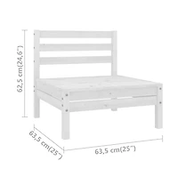 Patio Middle Sofas 2 pcs White Solid Wood Pine