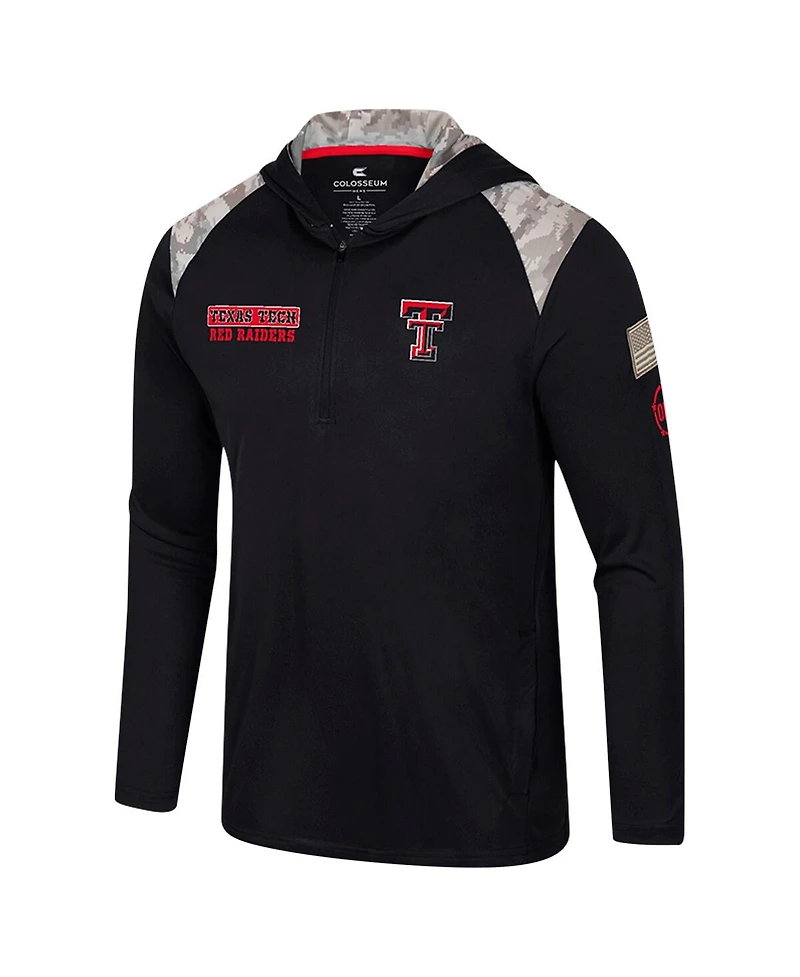 Colosseum Men's Black Texas Tech Red Raiders Oht Military Appreciation Quarter-Zip Hoodie Jacket