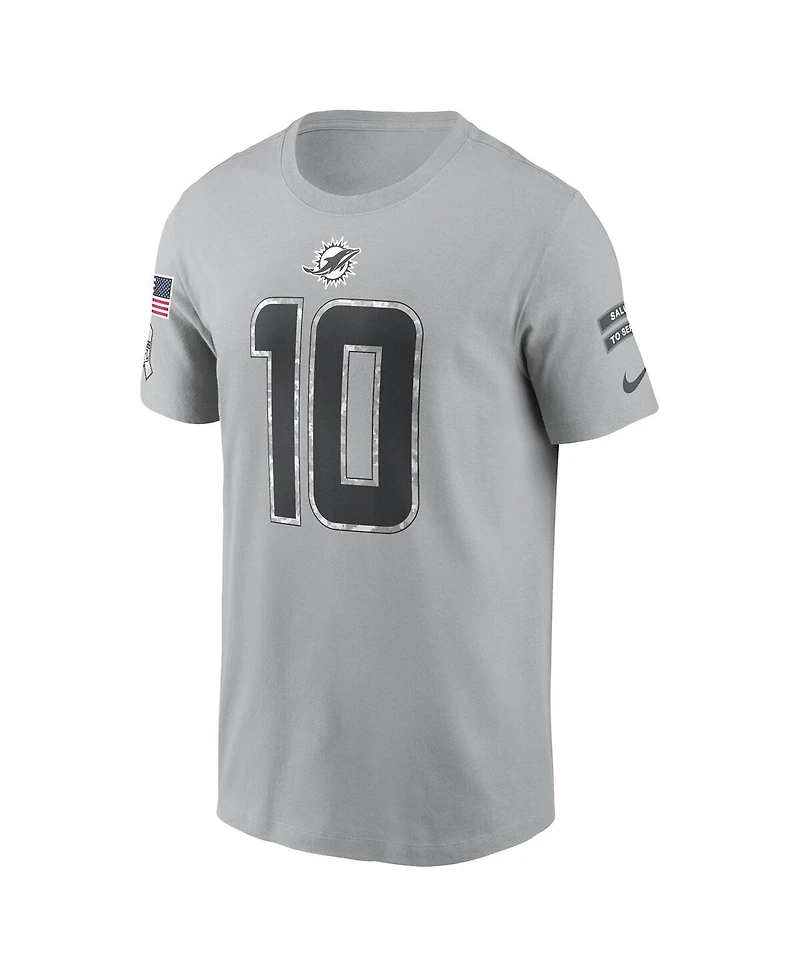 Nike Men's Tyreek Hill Gray Miami Dolphins 2024 Salute To Service Name Number T-Shirt