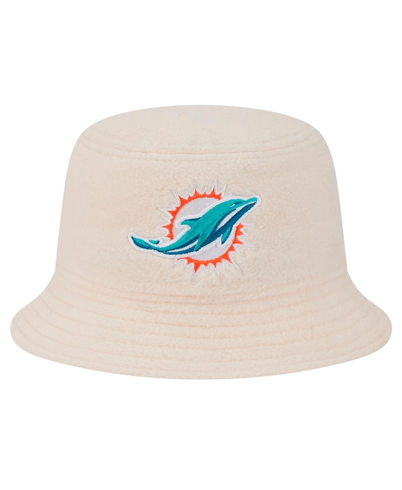 New Era Women's Cream Miami Dolphins Cozy Sherpa Bucket Hat