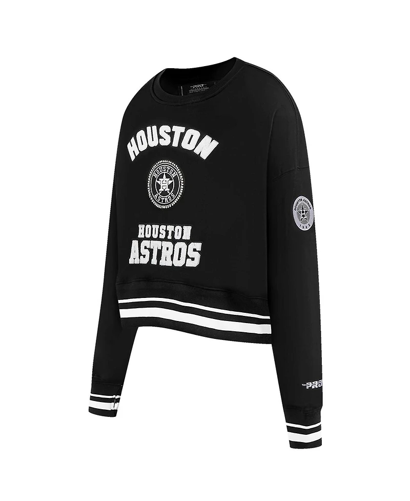 Pro Standard Women's Black Houston Astros Cultivated Pearl Cropped Pullover Sweatshirt