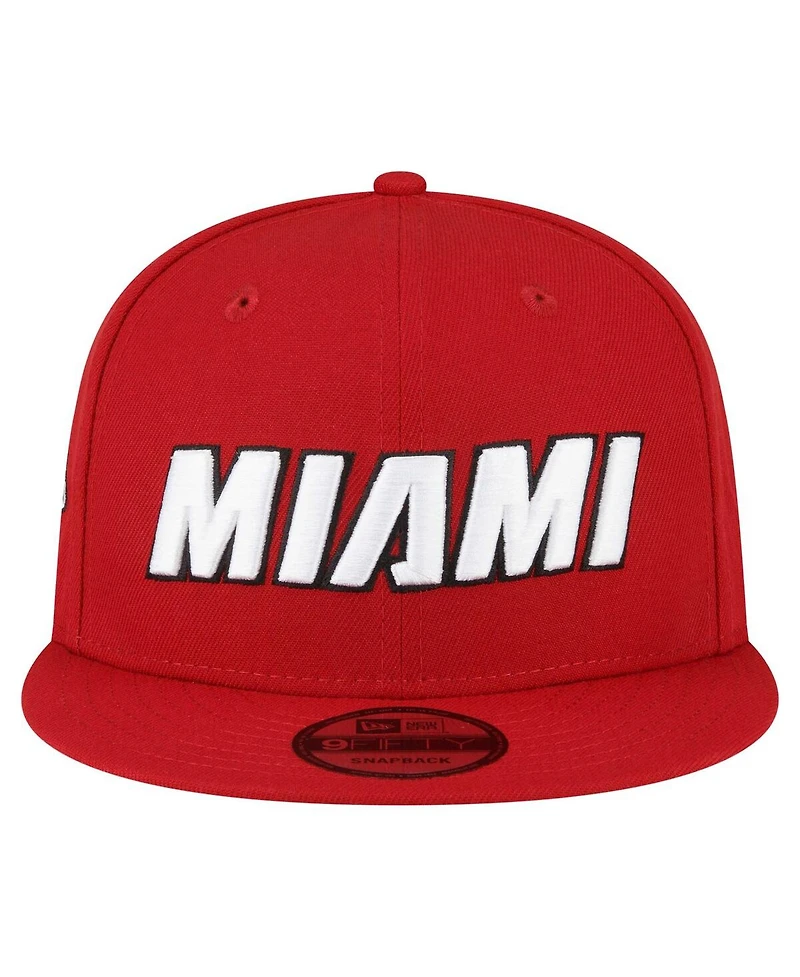 New Era Men's Red Miami Heat Jersey Hook Statement Edition 9FIFTY Snapback Hat