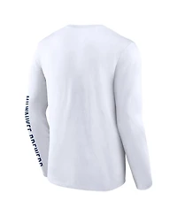 Fanatics Men's White Milwaukee Brewers Press Box Long Sleeve T-Shirt