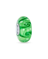 Bling Jewelry Murano Glass Charm Bead Green Red Blue Aqua Wave Swirl Spacer Bracelet