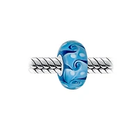 Bling Jewelry Murano Glass Charm Bead Green Red Blue Aqua Wave Swirl Spacer Bracelet
