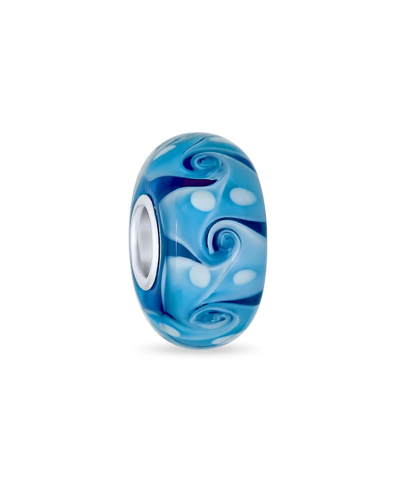 Bling Jewelry Murano Glass Charm Bead Green Red Blue Aqua Wave Swirl Spacer Bracelet