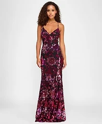 City Studios Juniors Sequin Embellished V Neck Sleeveless Gown Created For Macys