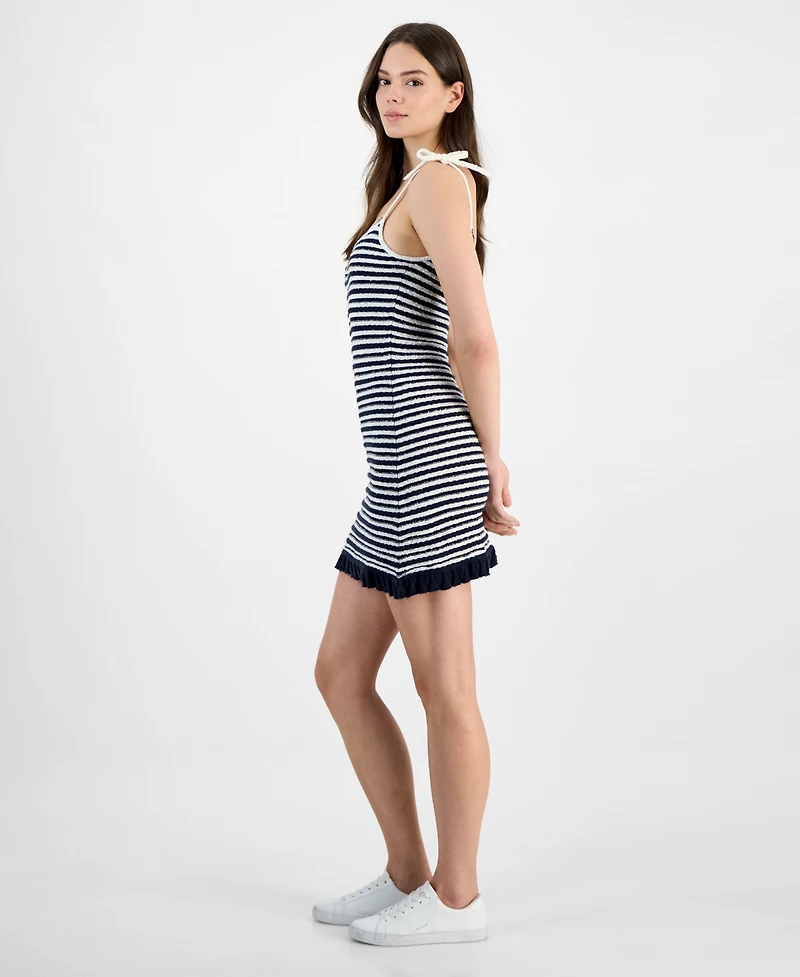 Tommy Jeans Women's Striped Ruffled-Hem Sweater Dress