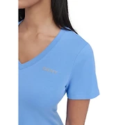 Dkny Sport Women's Studded-Logo V-Neck T-Shirt Dress