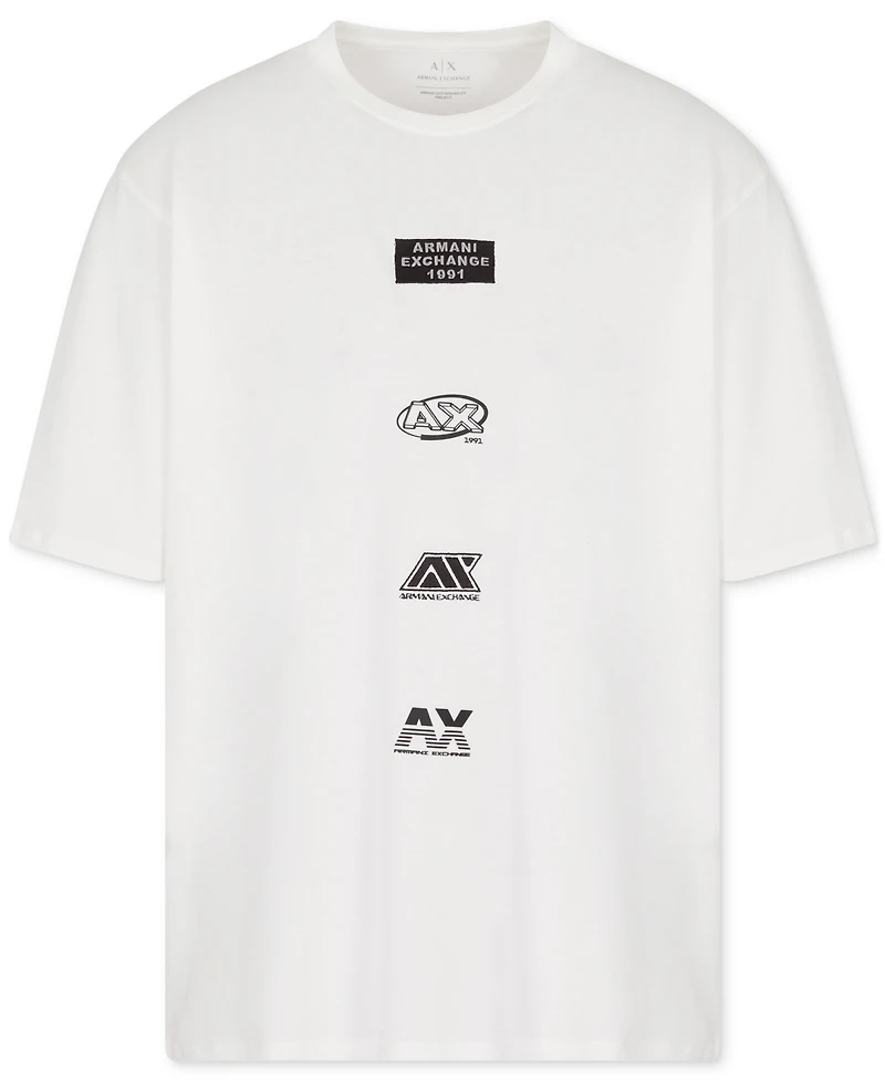 A|X Armani Exchange Men's Classic Fit Short Sleeve Stacked Logo Graphic T-Shirt