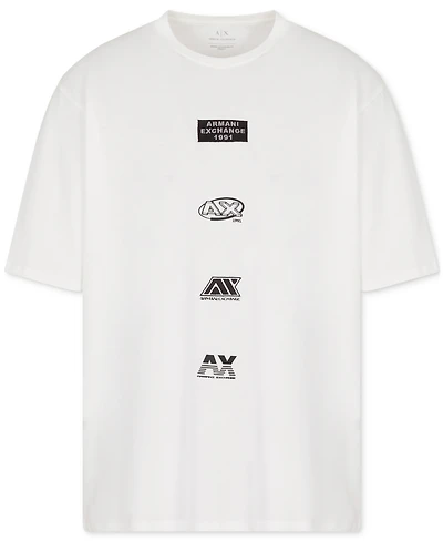 A|X Armani Exchange Men's Classic Fit Short Sleeve Stacked Logo Graphic T-Shirt