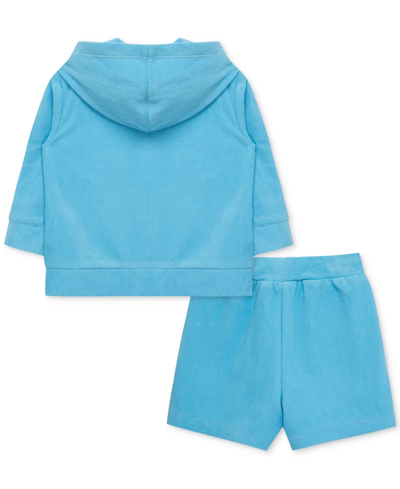 Little Me Baby Boys 2-Pc. Hoodie & Shorts Swim Cover-Up Set