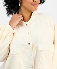 Bar Iii Plus Size Bubble-Hem Twill Cargo Jacket, Exclusively at Macy's