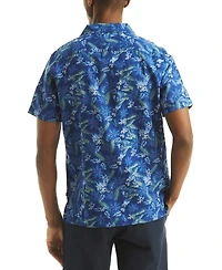 Nautica Men's Short Sleeve Button-Front Tropical Leaf Print Camp Shirt